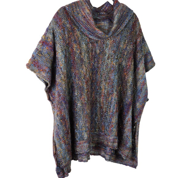 Habitat Sweaters - Habitat Multicolored Short Sleeve Layering Cowl Neck Wool Blend Sweater O/S